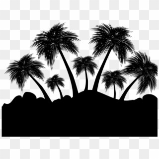 Floating Island Clipart Drawing - Palm Tree Silhouette Island - Png Download