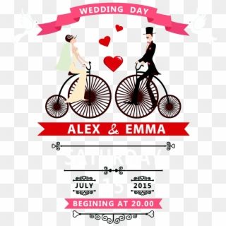 Vector Transparent Wedding Transprent Png Free Download - Wedding Invitation With Bicycle Templates Clipart