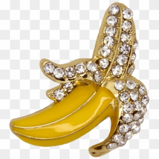 Banana Rhinestone Brooch, Gold - Body Jewelry Clipart