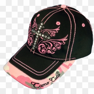 Camo Cutie Cap Ladies Black Pink Rhinestone Cross Ball - Baseball Cap Clipart