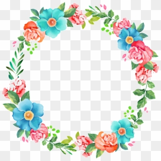Banner Library Download Bright Flowers In Hand Painted - Garland Clipart