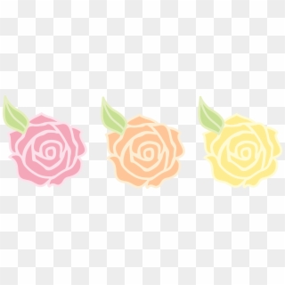 Pink Orange And Yellow Roses - Pastel Color Flower Cartoon Clipart