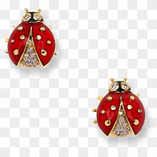 Nicole Barr Designs 18 Karat Gold Ladybug Stud Earrings-red - Earrings Clipart