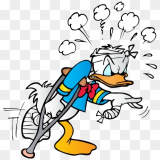 Donald Duck With Crutch Free Png Clip Art Image Transparent Png