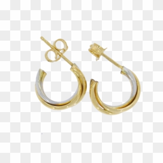 9ct White & Yellow Gold Hoop Earrings , Png Download Clipart