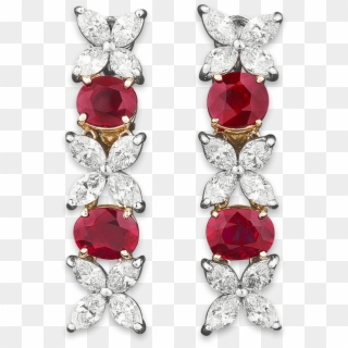 Untreated Burma Ruby And Diamond Earrings Clipart