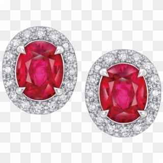 Oval Shaped Ruby And Diamond Earrings - Diamond And Ruby Earring In Png Clipart