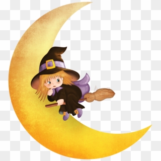 Halloween Moon Witch Clipart , Png Download Transparent Png