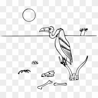 Vulture In The Desert - Desert Drawing With Animals Clipart