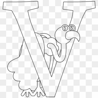 V Is For Vulture - Line Art Clipart