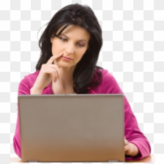 Thinking Woman Png Free Download - Woman Thinking With Laptop Png Clipart