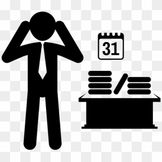 Employee Near Office Table With Calendar And Piles - Office Work Icon Png Clipart