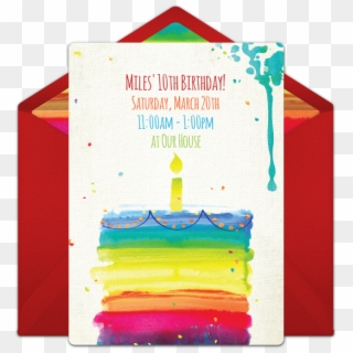 Rainbow Birthday Cake Online Invitation - Invitation Card In Spanish Clipart
