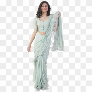 Mint Ruffle Concept Saree - Sari Clipart