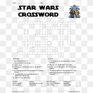Star Wars Crossword Game - Star Wars Printable Game Clipart