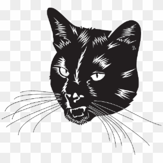 Black Cat Head With Whiskers - Black Cat Vector Art Clipart