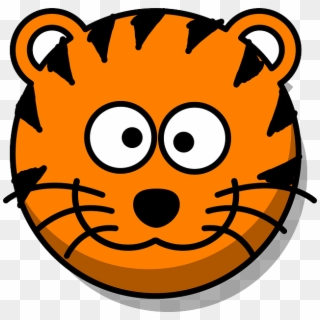 Tiger, Head, Grin, Cartoon, Orange, Round, Whiskers - Clip Art Tiger Face - Png Download