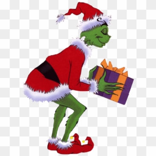 The Grinch Holding A Gift Png Image - Feliz Navidad Grinch Gif Clipart