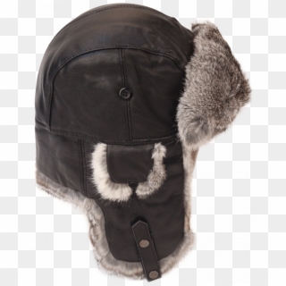 Lambskin And Rabbit Hat Black Leather Fur - Fur Clothing Clipart