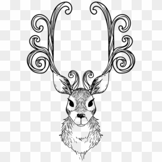 Animal, Antlers, Face, Head, Reindeer, Silhouette - Christmas Reindeer Colouring Pages Clipart
