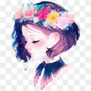 Amino Sticker - Draw Girl Wearing A Flower Crown Clipart