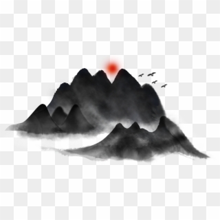 Chinese Style Ink Mountain Bird Landscape Painting - Landscape Painting Clipart