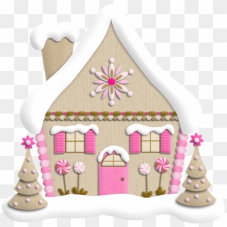 Pink Dessert Tree Christmas Card Free Hd Image Clipart - Pink Gingerbread House Clipart - Png Download
