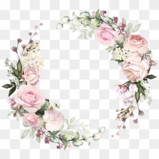 H746a Frame Floral, Flower Frame, Floral Wreath, Pink - Design Card Wedding Flower Clipart