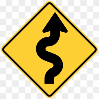 Caution Curves Ahead - Winding Road Sign Clipart