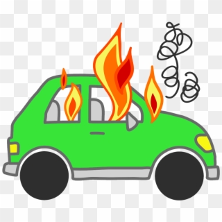 Clipart Car Flame - Car On Fire Cartoon - Png Download