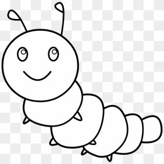 Happy Caterpillar Coloring Page - Butterfly Clip Art Drawing Black And White - Png Download