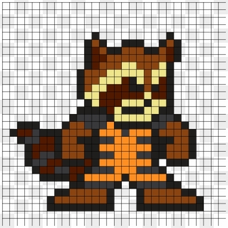 Guardians Of The Galaxy Perler Bead Pattern - Pixel Art Rocket Raccoon Clipart
