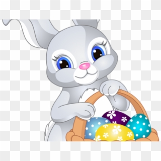 Easter Basket Bunny Clipart Bunny Holding - Easter Bunny With Basket - Png Download