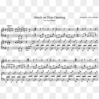 Attack On Titan Opening Sheet Music Composed By Arranged - Sheet Music Clipart