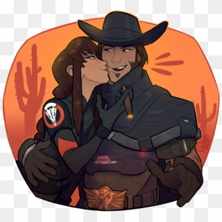 Commission For @wafflii Of Her Oc Lizzie And Mccree - Cartoon Clipart