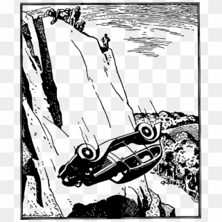 Clipart Transparent Cliff Clipart Black And White - Car Flipped Over Cartoon - Png Download