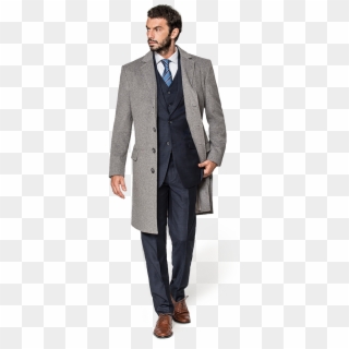 Grey Cashmere Coat - Long Coat Over Suit Clipart