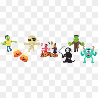 The Whole Halloween Squad Is Here - Cartoon Clipart