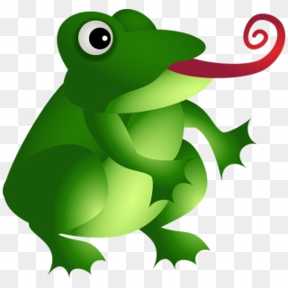 Frog, Amphibian, Green, Animal, Wild, Wildlife, Tongue - Dibujo De Un Anfibio A Color Clipart