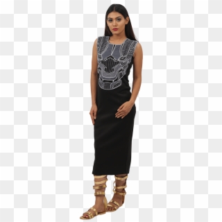 Bahubali 2 Black Appliqued Sheath Dress - Photo Shoot Clipart
