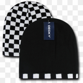Decky Race Checkered Flag Reversible Beanies Beany - Hairspray Black And White Dress Clipart