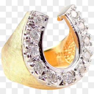 Vintage Two Tone Textured Men's Diamond Horseshoe Ring Clipart