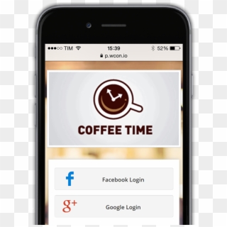An Iphone Showing The Wispot Social Wifi Login Page - Coffee Clipart