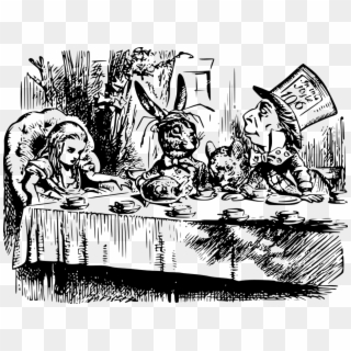 Alice In Wonderland Tea Party Carroll Mad Fiction - Alice In Wonderland Illustrations Tea Party Clipart