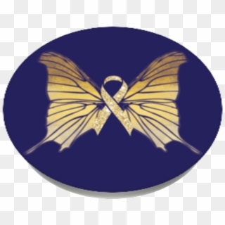 Gold Ribbon Butterfly, Popsockets - Emblem Clipart