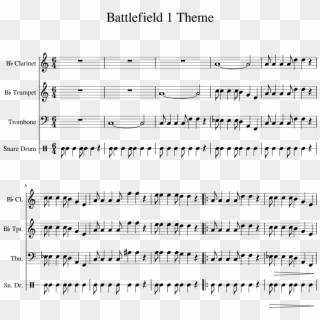 Battlefield 1 Theme Sheet Music For Clarinet, Trumpet, - Pendulum Witchcraft Sheet Music Clipart