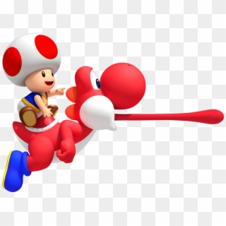Red Toad On Red Yoshi - New Super Mario Bros Wii Yoshi Clipart